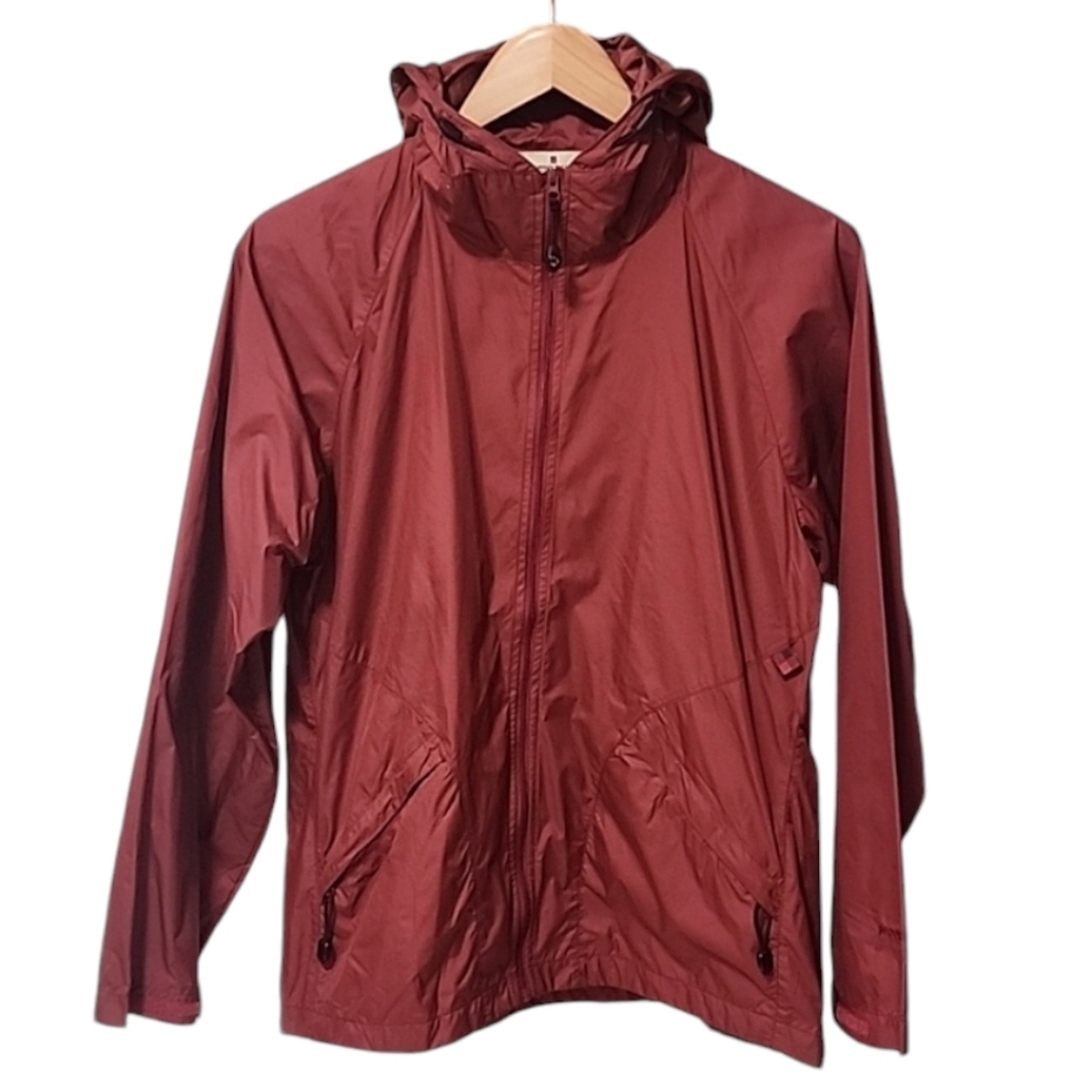 WOOLRICH Hybrid Windbreaker Utility Jacket S Beet Red Hood Packable Travel - Picture 3 of 14